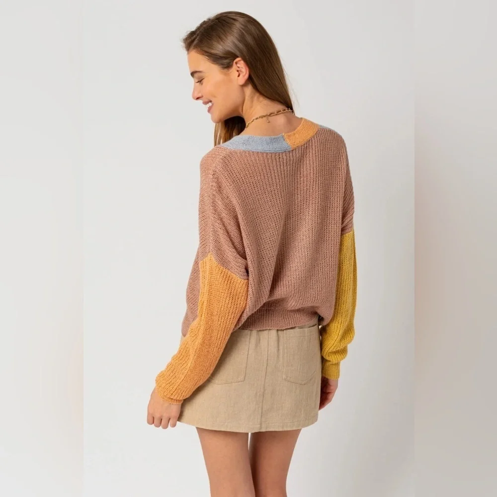NWT-Oversized Colorful Long Sleeve Short Cardigan - Picture 3 of 4